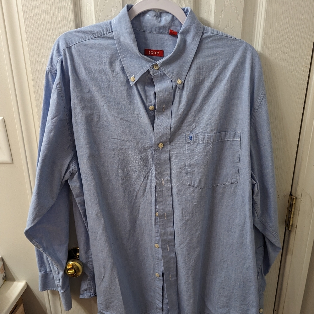 IZOD Men's Long Sleeve Men's Shirt Button Down Blue XL